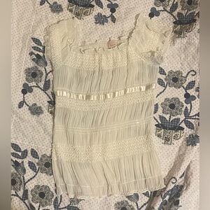 White peasant top with ribbon tie in back
